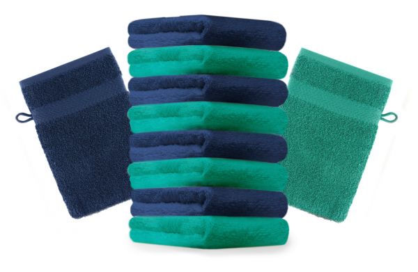 Manopla de baño Premium de 10 piezas, de color verde esmeralda y azul oscuro