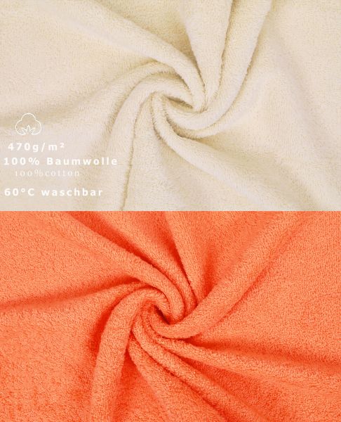 Betz 10 Stück Waschhandschuhe PREMIUM 100% Baumwolle Waschlappen Set 16x21 cm Farbe beige und orange