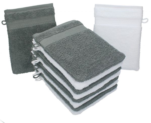 10 Piece Set Wash Mitts Premium Colour: anthracite and white, Size: 16 x 21 cm