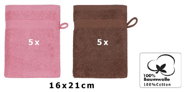 Betz 10 Piece Wash Mitt Set PREMIUM 100% Cotton 10 Wash Mitts Colour: old rose & hazel