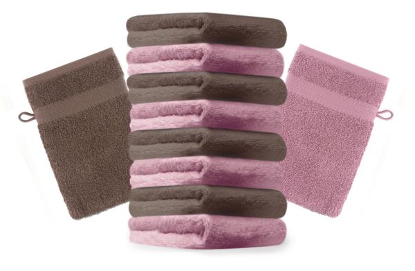 Betz 10 Piece Wash Mitt Set PREMIUM 100% Cotton 10 Wash Mitts Colour: old rose & hazel