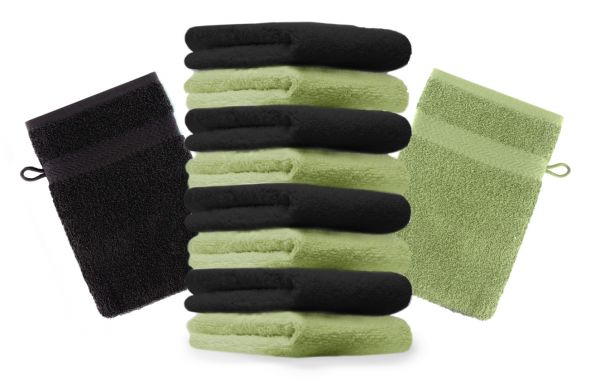 Betz 10 Piece Wash Mitt Set PREMIUM 100% Cotton 10 Wash Mitts Colour: black & apple green