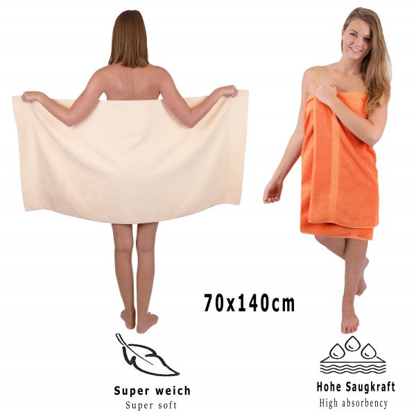 Betz Set di 10 asciugamani Classic-Premium 2 lavette 2 asciugamani per ospiti 4 asciugamani 2 asciugamani da doccia 100 % cotone colore beige e arancione
