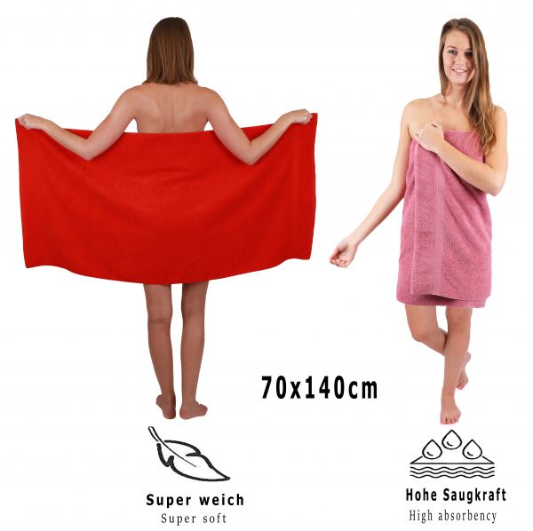 Betz Set di 10 asciugamani Premium 2 asciugamani da doccia 4 asciugamani 2 asciugamani per ospiti 2 guanti da bagno 100% cotone colore rosso e rosa antico