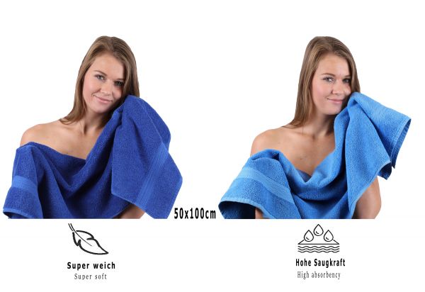 Betz Juego de 10 toallas PREMIUM 100% algodón en azul y azul claro