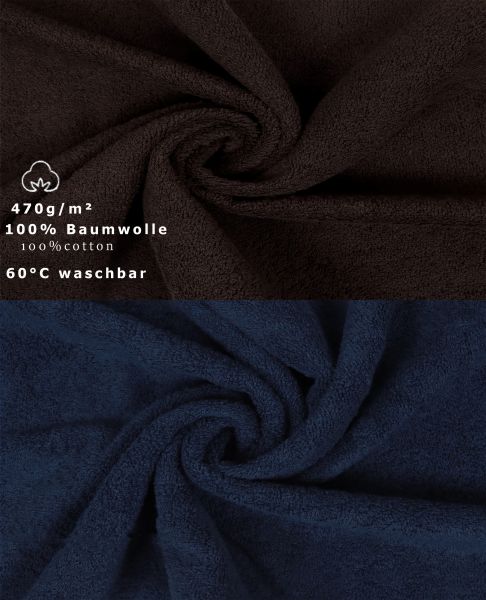 Betz Juego de 10 toallas PREMIUM 100% algodón en azul marino y marrón oscuro