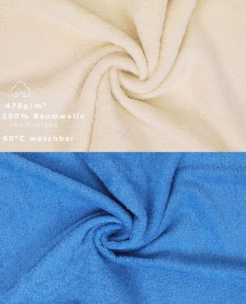 Betz Juego de 10 toallas PREMIUM 100% algodón en beige y azul claro