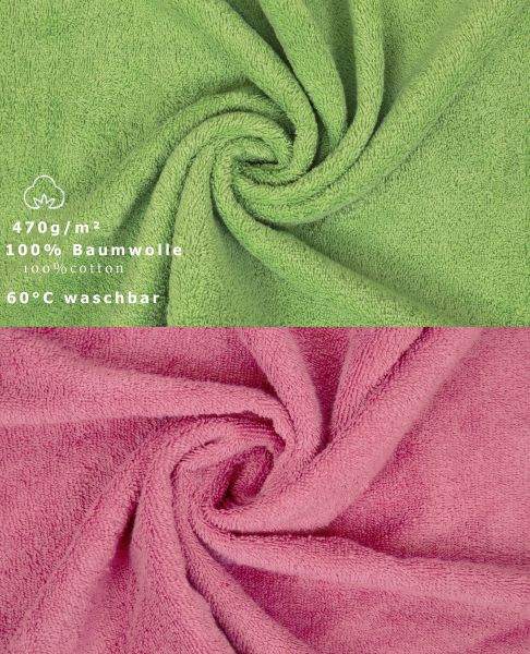 Betz 10 Piece Towel Set PREMIUM 100% Cotton 2 Wash Mitts 2 Guest Towels 4 Hand Towels 2 Bath Towels Colour: apple green & old rose