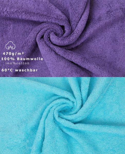 10 Piece Towel Set "Premium" purple & turquoise, quality 470g/m², 2 bath towel 70 x 140 cm, 4 hand towels 100 x 50 cm, 2 guest towel 30 x 50 cm, 2 wash mitt 16 x 21 cm by Betz