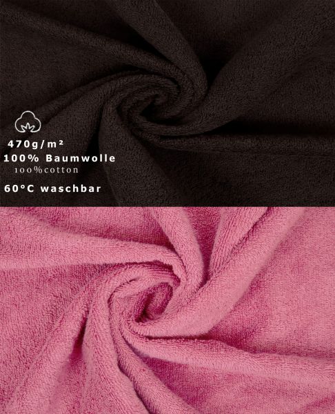 Betz Juego de 10 toallas PREMIUM 100% algodón en marrón oscuro y rosa
