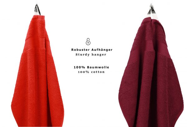 Betz 10 Stück Gästehandtücher PREMIUM 100%Baumwolle Gästetuch-Set 30x50 cm Farbe rot und dunkelrot