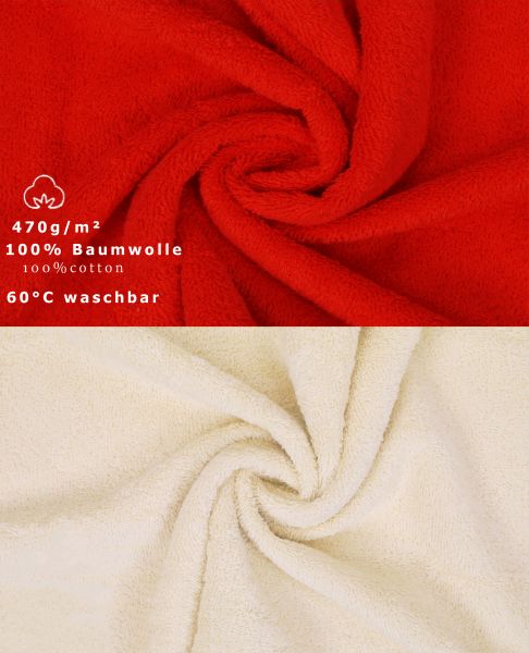 Set di 10 asciugamani per ospiti PREMIUM, colore: rosso e beige, misura:  30 x 50 cm