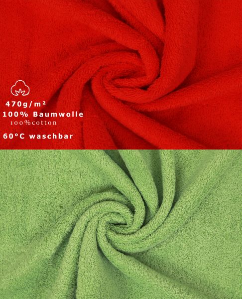 Lot de 10 serviettes d'invité "Premium", couleur rouge/ vert pomme, qualité 470g/m², 10 serviettes d'invité 30x50 cm en coton de Betz