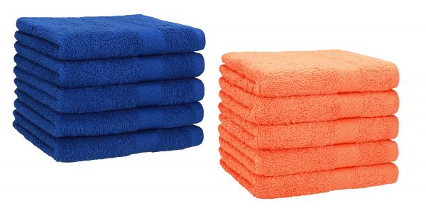 Betz 10 Piece Towel Set PREMIUM 100% Cotton 10 Guest Towels Colour: royal blue & orange