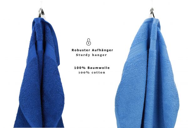 Betz 10 Stück Gästehandtücher PREMIUM 100%Baumwolle Gästetuch-Set 30x50 cm Farbe royalblau und hellblau