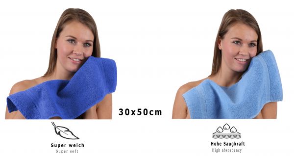 Betz 10 Piece Towel Set PREMIUM 100% Cotton 10 Guest Towels Colour: royal blue & light blue