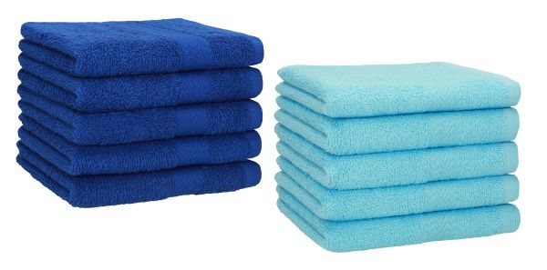 Betz 10 Piece Towel Set PREMIUM 100% Cotton 10 Guest Towels Colour: royal blue & turquoise