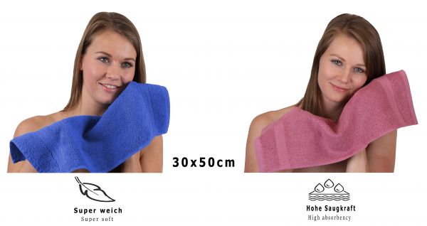 Betz 10 Piece Towel Set PREMIUM 100% Cotton 10 Guest Towels Colour: royal blue & old rose