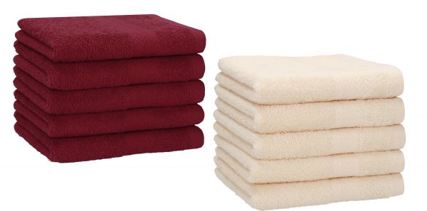 Set di 10 asciugamani per ospiti PREMIUM, colore:rosso scuro e beige, misura:  30 x 50 cm