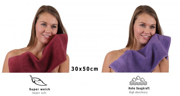Lot de 10 serviettes d'invités Premium couleur: violet & rouge foncé,  qualité 470g/m², 10 serviettes d'invité 30x50 cm en coton de Betz