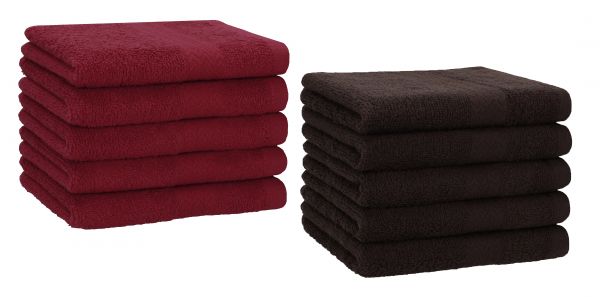 Betz 10 Piece Towel Set PREMIUM 100% Cotton 10 Guest Towels Colour: dark red & dark brown