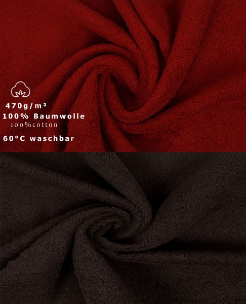 Betz 10 Piece Towel Set PREMIUM 100% Cotton 10 Guest Towels Colour: dark red & dark brown