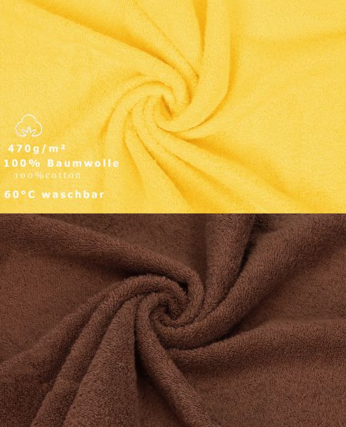 Lot de 10 serviettes d'invités Premium couleur: jaune / marron noisette, qualité 470g/m², 10 serviettes d'invité 30x50 cm en coton de Betz