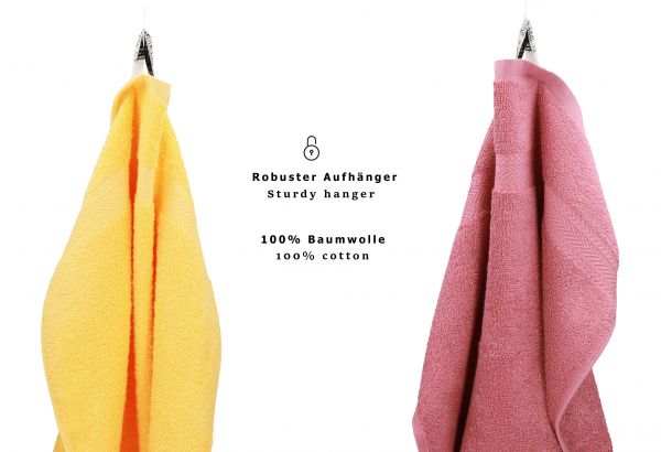 Betz 10 Piece Towel Set PREMIUM 100% Cotton 10 Guest Towels Colour: yellow & old rose