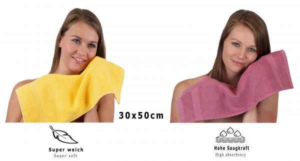 Set di 10 asciugamani per ospiti PREMIUM, colore: giallo e rosa antico, misura:  30 x 50 cm