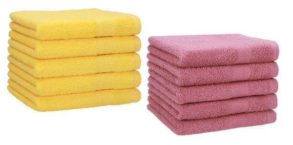 Set di 10 asciugamani per ospiti PREMIUM, colore: giallo e rosa antico, misura:  30 x 50 cm