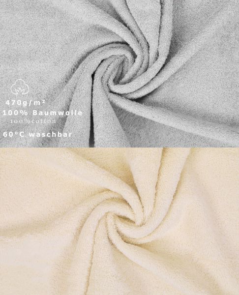 Set di 10 asciugamani per ospiti PREMIUM, colore: grigio argento e beige, misura:  30 x 50 cm