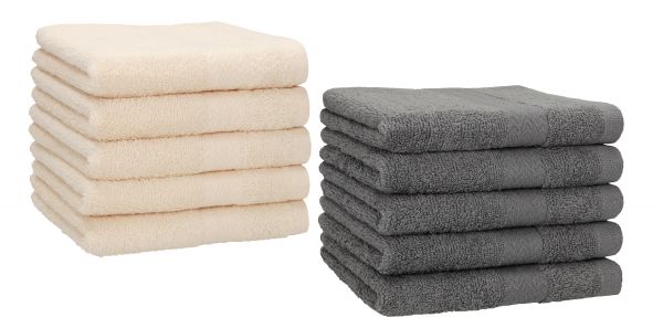 Set di 10 asciugamani per ospiti PREMIUM, colore: beige e grigio antracite, misura:  30 x 50 cm