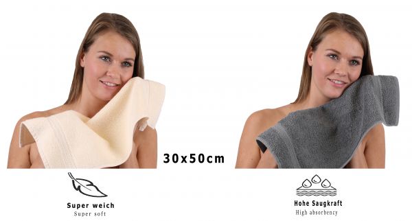 Betz 10 Piece Towel Set PREMIUM 100% Cotton 10 Guest Towels Colour: beige & anthracite