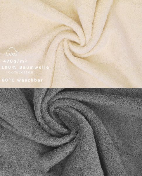 Betz 10 Toallas para invitados PREMIUM 100% algodón 30x50cm en beige y gris antracita