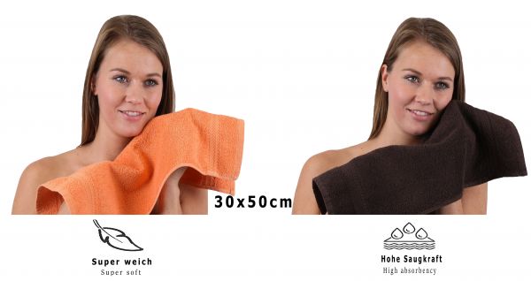 Betz 10 Stück Gästehandtücher PREMIUM 100%Baumwolle Gästetuch-Set 30x50 cm Farbe orange und dunkelbraun