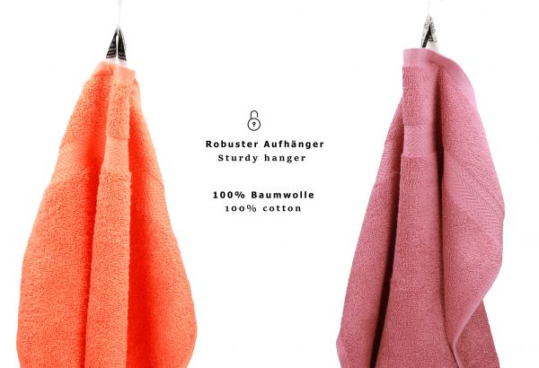 Betz 10 Piece Towel Set PREMIUM 100% Cotton 10 Guest Towels Colour: orange & old rose