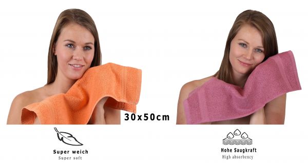 Betz 10 Piece Towel Set PREMIUM 100% Cotton 10 Guest Towels Colour: orange & old rose