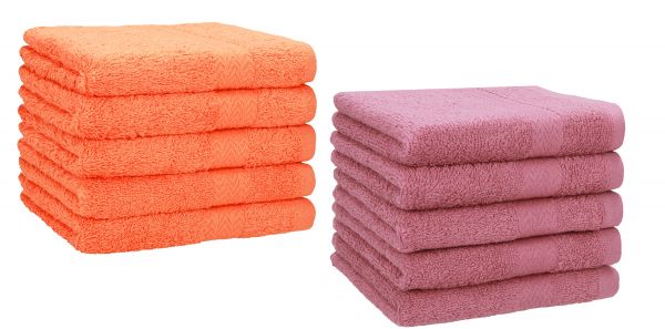 Betz 10 Piece Towel Set PREMIUM 100% Cotton 10 Guest Towels Colour: orange & old rose