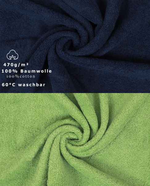 Betz 10 Piece Towel Set PREMIUM 100% Cotton 10 Guest Towels Colour: dark blue & apple green