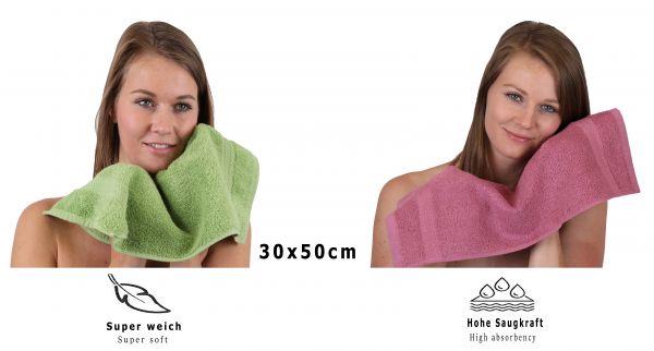 Set di 10 asciugamani per ospiti PREMIUM, colore: verde mela e rosa antico, misura:  30 x 50 cm