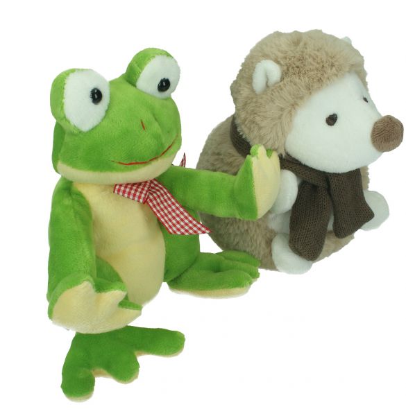 Betz lot de 2 peluches douces de 17-19 cm 2 amis : hérisson, grenouille