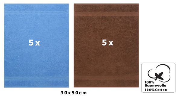 Betz 10 Piece Towel Set PREMIUM 100% Cotton 10 Guest Towels Colour: light blue & hazel