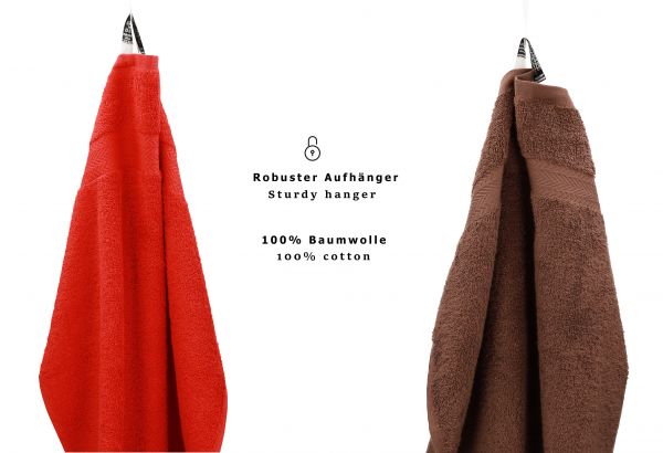 Betz 10 Stück Seiftücher PREMIUM 100% Baumwolle Seiflappen Set 30x30 cm Farbe rot und nussbraun