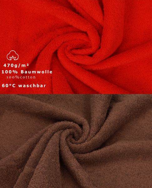 Betz 10 Stück Seiftücher PREMIUM 100% Baumwolle Seiflappen Set 30x30 cm Farbe rot und nussbraun