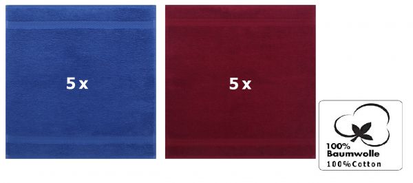 Betz 10 Stück Seiftücher PREMIUM 100% Baumwolle Seiflappen Set 30x30 cm Farbe royalblau und dunkelrot