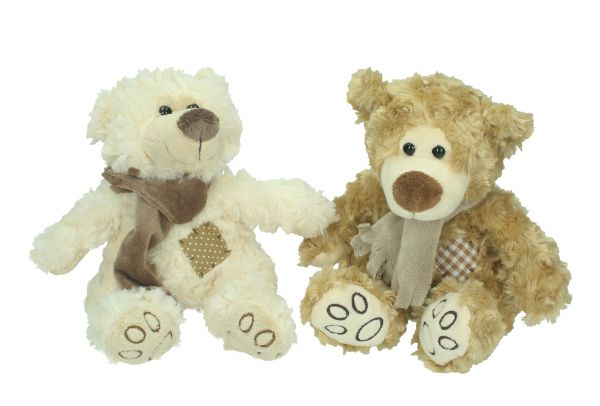 Betz lot de 2 peluches douces de 17 cm motif OURSONS marron et crème