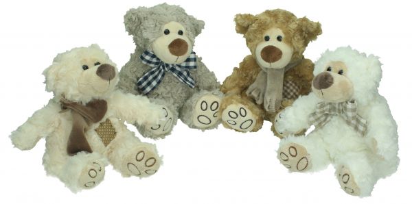 Betz Set di 4 animali di peluche animale di peluche giocattolo ORSACCHIOTTI in grigio, bianco, marrone e crema