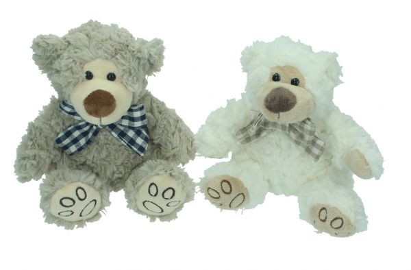 Betz lot de 2 peluches douces de 17 cm motif OURSONS blanc et gris