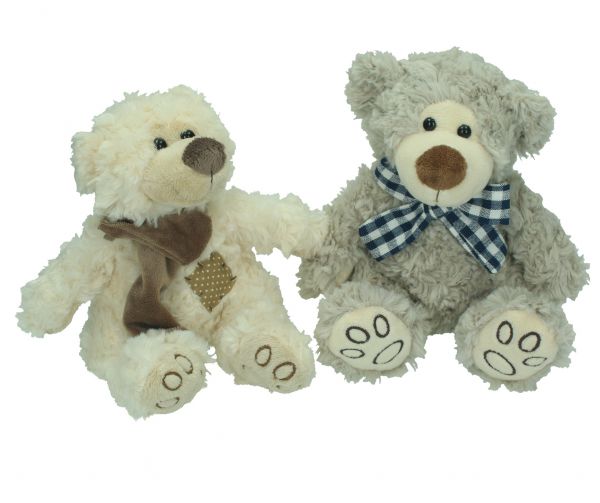 Betz lot de 2 peluches douces de 17 cm motif OURSONS crème et gris