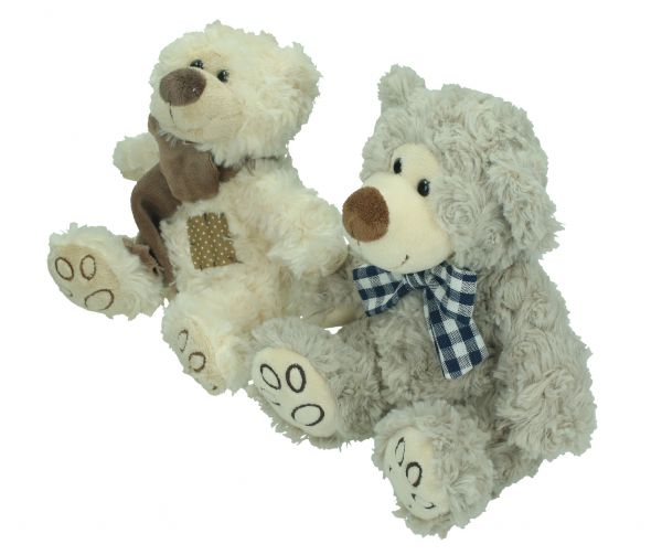 Betz lot de 2 peluches douces de 17 cm motif OURSONS crème et gris